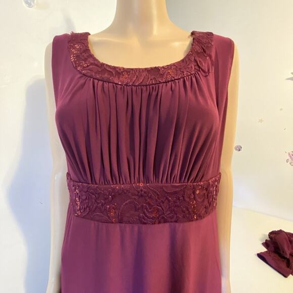 R&M Collection Dress w/Jacket Maroon Lace Sequins Career Formal Evening Sz 12 - Picture 7 of 11
